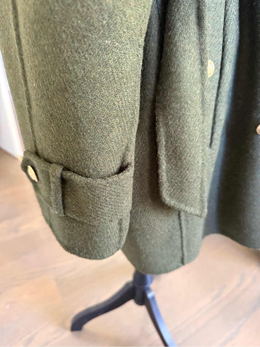 J. Crew Dark Olive Double-Breasted  Trench Coat in Double Faced Wool - Picture 7 of 14